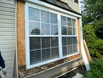 Exterior window restoration project in progress